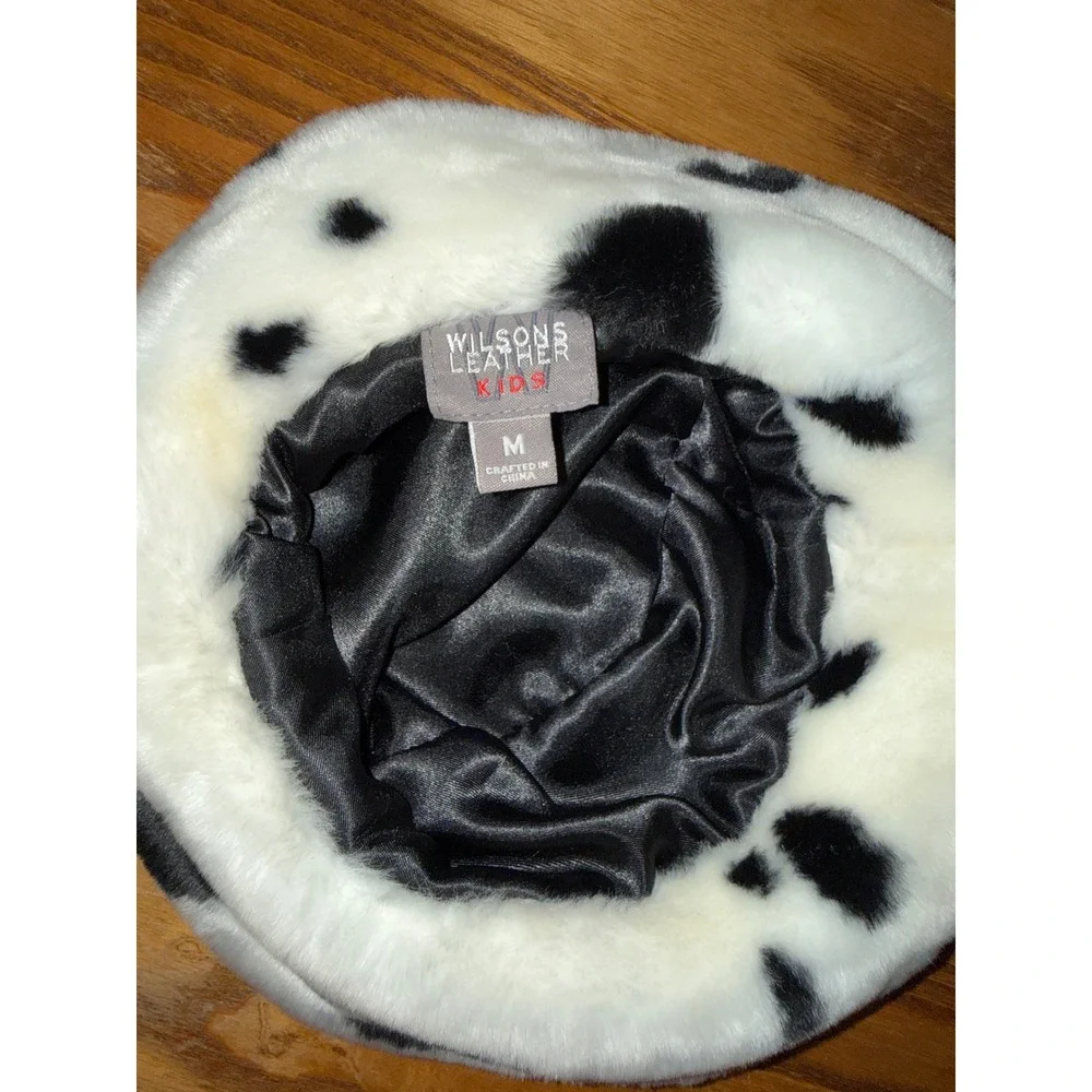Wilsons Leather Kids Dalmatian Print Faux Fur Bucket Hat Size M‎